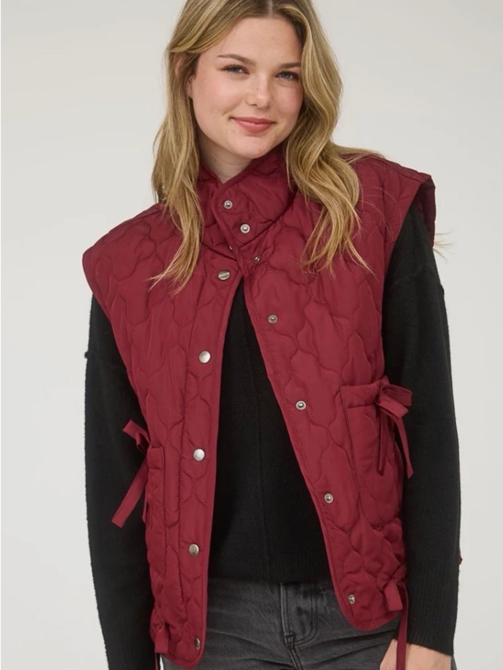 Blu Pepper Quilted Sleeveless Vest - Burgundy sz 1X NWOT